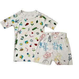 Hanna Andersson Mixed Print Pooh PJ Set Size 3